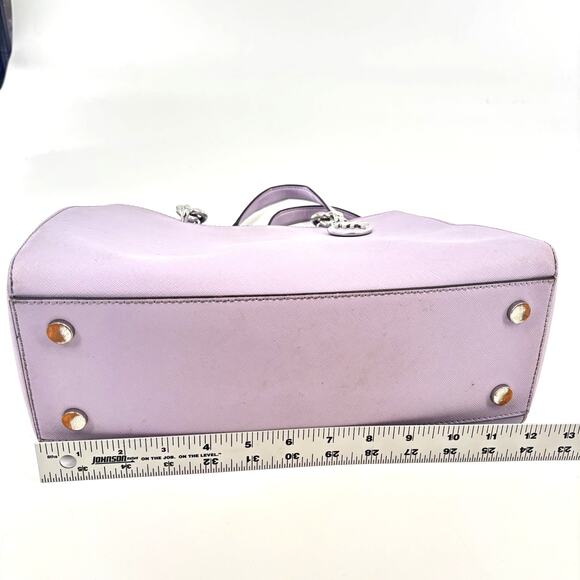 MICHAEL KORS Cynthia Convertible Satchel Purple Crossbody Dual Chain Handles - Picture 11 of 14